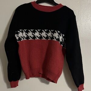 SHEIN Black and Red Houndstooth Sweater